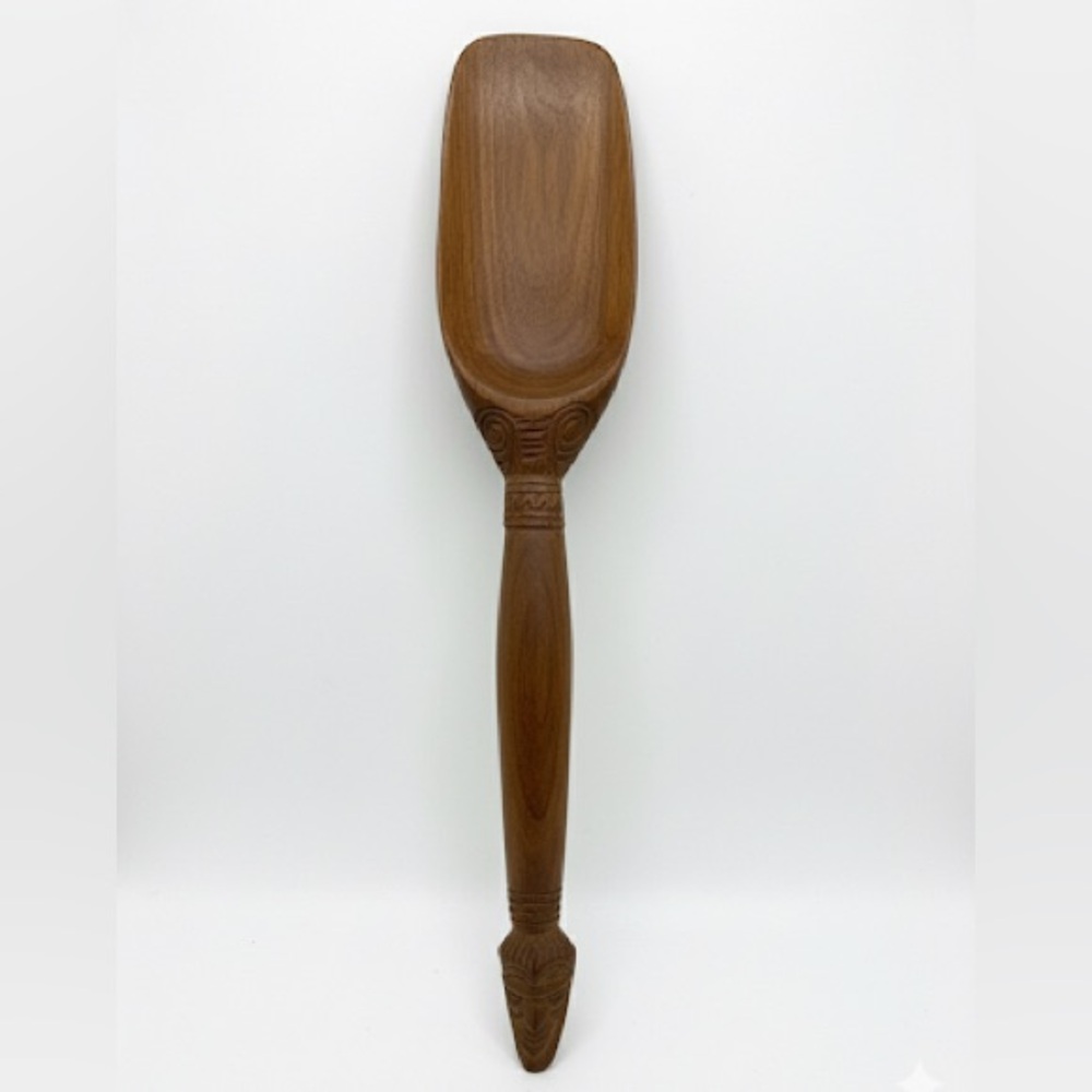 Vintage Hand-Carved Wooden Scoop/Spoon with Tribal/Ethnic Design-13”